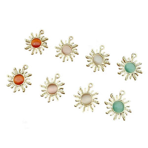 10Pcs Zircon Sun Charms Alloy Pendants For DIY Jewelry Making