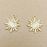 10Pcs Zircon Sun Charms Alloy Pendants For DIY Jewelry Making