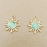 10Pcs Zircon Sun Charms Alloy Pendants For DIY Jewelry Making