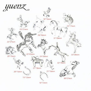 17 pcs Antique Silver Horse Unicorn Charms for Jewelry DIY