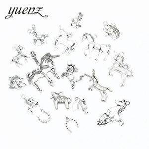 17 pcs Antique Silver Horse Unicorn Charms for Jewelry DIY