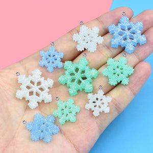 20Pcs Christmas Snowflake Resin Charms for Jewelry Making DIY