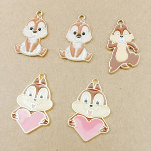 10pcs Cartoon Squirrel Enamel Charms DIY Jewelry Pendants