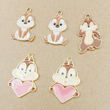 10pcs Cartoon Squirrel Enamel Charms DIY Jewelry Pendants