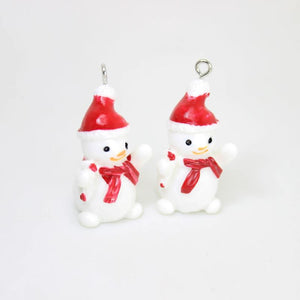 10pcs Resin 3D Snowman Charms Pendants Christmas DIY Making