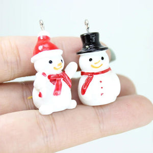 10pcs Resin 3D Snowman Charms Pendants Christmas DIY Making