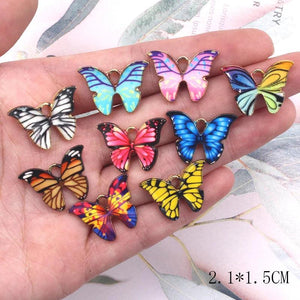 10pcs Alloy Enamel Butterfly Charms Colorful Butterflies Pendants DIY Jewelry