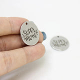 8Pcs 22mm Stainless Steel Mom Disc Message Charm Pendant