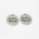 8Pcs 22mm Stainless Steel Mom Disc Message Charm Pendant