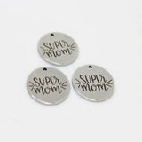 8Pcs 22mm Stainless Steel Mom Disc Message Charm Pendant