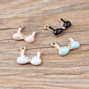 10pcs Rhinestone Bra Enamel Charms Underwear Alloy Pendant DIY Jewelry YZ104
