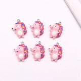 10pcs Bling Hedgehog Resin Animal Charms for DIY Jewelry Making