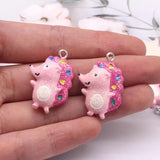 10pcs Bling Hedgehog Resin Animal Charms for DIY Jewelry Making