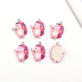 10pcs Bling Hedgehog Resin Animal Charms for DIY Jewelry Making