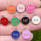 20Pcs 12*14mm Alphabet Joy Round Enamel Pendant
