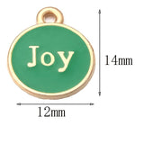20Pcs 12*14mm Alphabet Joy Round Enamel Pendant