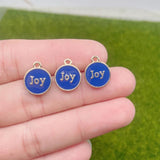 20Pcs 12*14mm Alphabet Joy Round Enamel Pendant