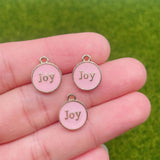 20Pcs 12*14mm Alphabet Joy Round Enamel Pendant