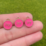 20Pcs 12*14mm Alphabet Joy Round Enamel Pendant