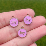 20Pcs 12*14mm Alphabet Joy Round Enamel Pendant