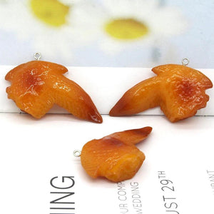 6pcs Chicken Wings Resin Charms Baked Chicken Funny Necklace Keychain Pendant