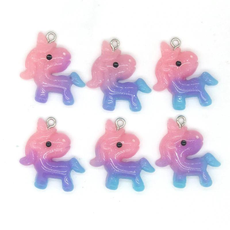 10pcs Gradient Unicorn Resin Charms for DIY Jewelry D167