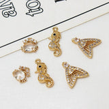 6pcs Crystal Fishtail Crab Charms DIY Bracelet Accessories