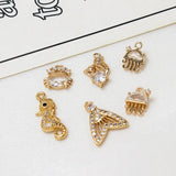 6pcs Crystal Fishtail Crab Charms DIY Bracelet Accessories