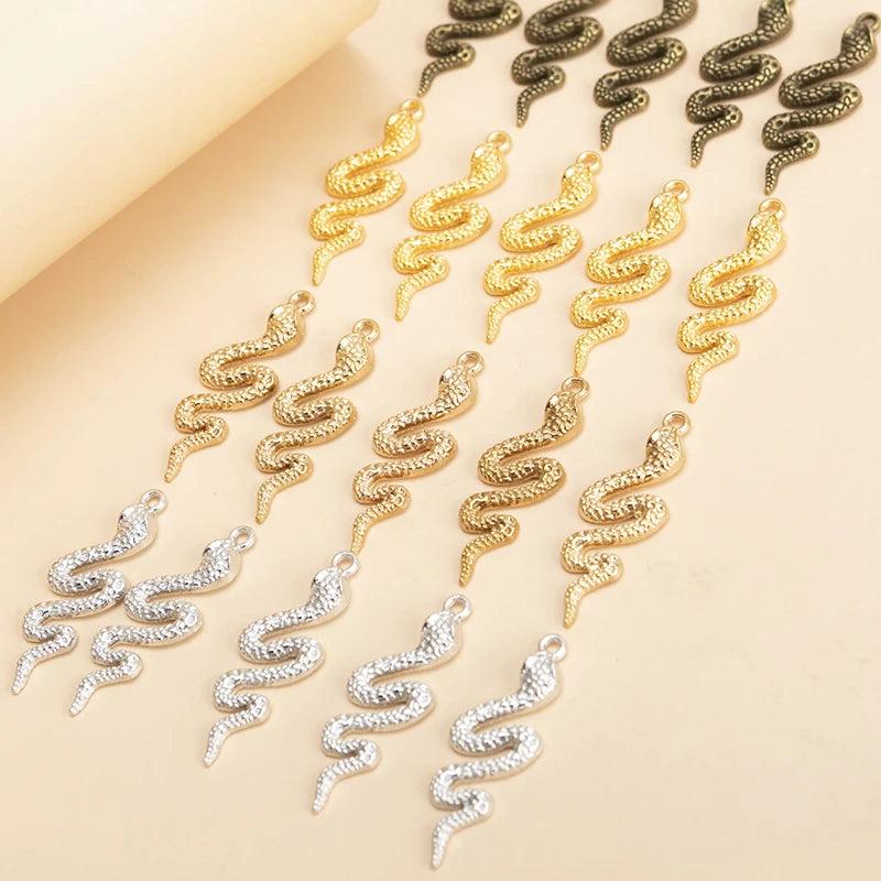 20pcs Alloy Snake Charms Pendants DIY Jewelry Making Accessory