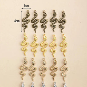 20pcs Alloy Snake Charms Pendants DIY Jewelry Making Accessory