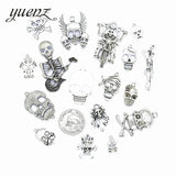 18pcs Antique Silver Skull Charms Pendants for DIY Jewelry Making