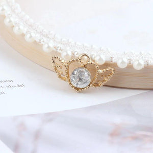 10 Pcs Metal Crystal Heart Wings Charms Pendants DIY Jewelry Earring Hair