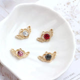 10 Pcs Metal Crystal Heart Wings Charms Pendants DIY Jewelry Earring Hair