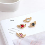 10 Pcs Metal Crystal Heart Wings Charms Pendants DIY Jewelry Earring Hair
