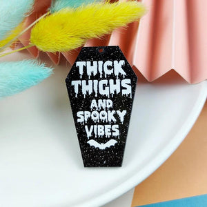 10pcs Glitter Thick Thighs & Spooky Vibes Halloween Charms Dangle Earring DIY