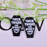 10pcs Glitter Thick Thighs & Spooky Vibes Halloween Charms Dangle Earring DIY