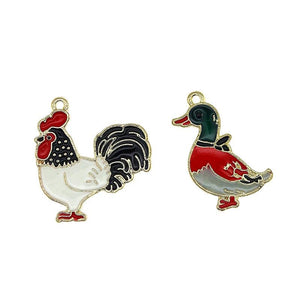 10Pcs Duck Chicken Enamel Charms for DIY Jewelry Making