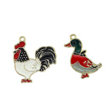 10Pcs Duck Chicken Enamel Charms for DIY Jewelry Making
