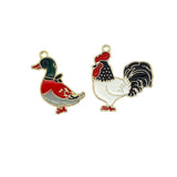 10Pcs Duck Chicken Enamel Charms for DIY Jewelry Making