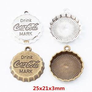 25 Retro Metal Zinc Alloy Bottle Cap Pendants for DIY Jewelry Making