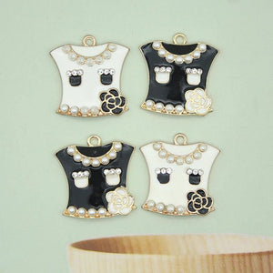 5pcs/lot 26*27mm Pearl Flower Enamel Charm DIY Craft Finding