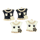 5pcs/lot 26*27mm Pearl Flower Enamel Charm DIY Craft Finding