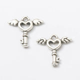 Retro Metal Zinc Alloy Love Lock Key Pendant for DIY Jewelry Making