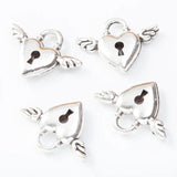 Retro Metal Zinc Alloy Love Lock Key Pendant for DIY Jewelry Making