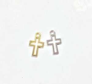 20pcs Cross Open Charms for DIY Jewelry, 2 Colors