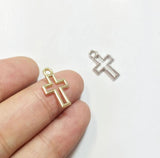 20pcs Cross Open Charms for DIY Jewelry, 2 Colors
