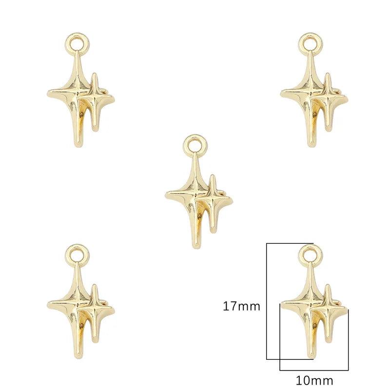 2Pcs Star Tulip Rose Alloy Charm Rhinestone Pendant DIY