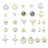 2Pcs Star Tulip Rose Alloy Charm Rhinestone Pendant DIY