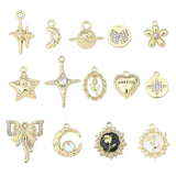 2Pcs Star Tulip Rose Alloy Charm Rhinestone Pendant DIY