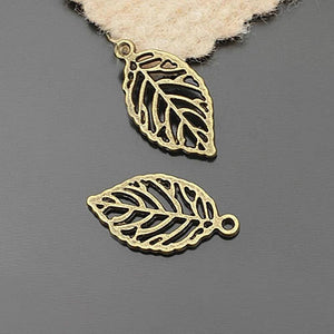 30PCS 27x14MM Bronze Leaves Charms DIY Jewelry Making Supplies